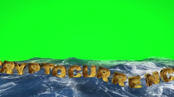 Crypto-monnaie flottant dans l'eau contre l'écran vert
 - Séquence, vidéo