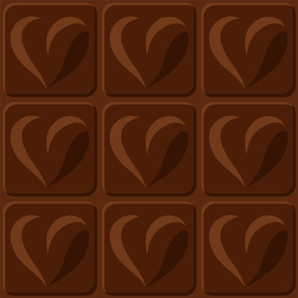 Gestileerde zoete chocolade vierkantjes met hart vormen - Vector, afbeelding