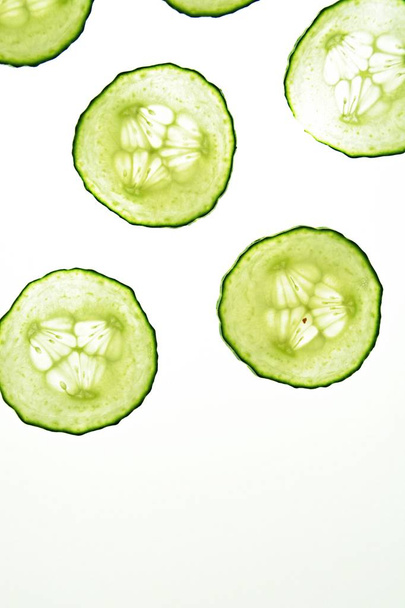 A view sliced cucumber pieces   - Фото, зображення