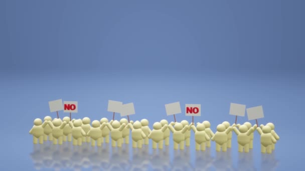3d rendering people share a protest sign hold Mob concept. - Video