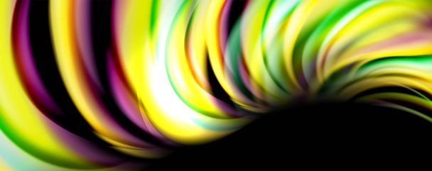 Cor fluida estilo arco-íris onda fundo abstrato, techno design moderno em preto
 - Vetor, Imagem