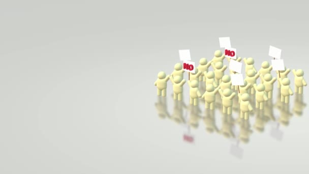3D-Rendering-Menschen teilen ein Protestschild hold mob concept. - Filmmaterial, Video