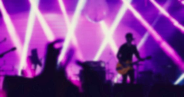 Silhouetten von Konzertbesuchern auf der Rückseite von Festival Crowd Rais - Foto, Bild