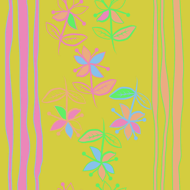 Abstract seamless floral pattern with lines - Vettoriali, immagini