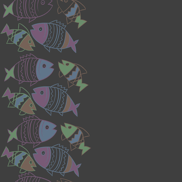 creatief patroon met schattige vissen op de achtergrond - Vector, afbeelding