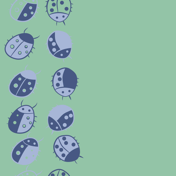 green cartoon vector illustration of ladybugs - Διάνυσμα, εικόνα