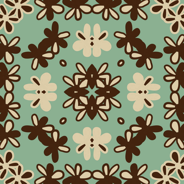 Seamless abstract pattern with kaleidoscopic flowers - Vettoriali, immagini