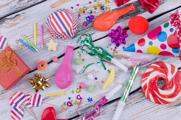 Colorful Birthday party items. - Foto, imagen