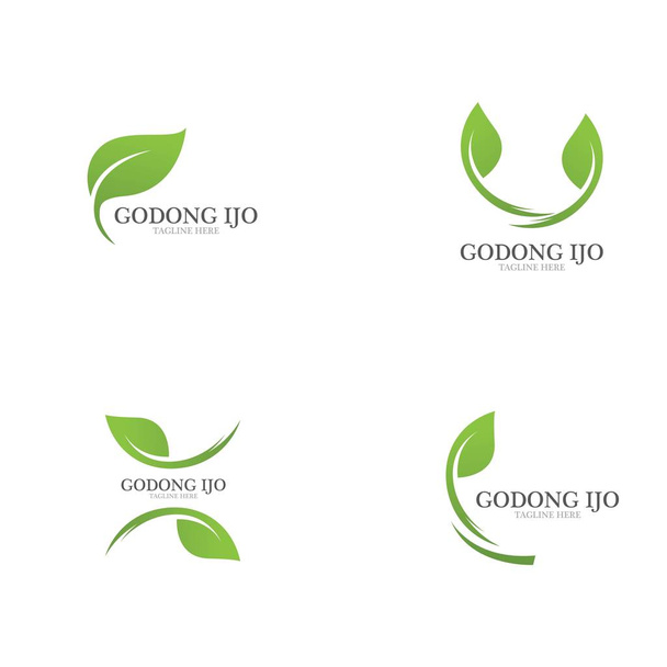 Логотипы экологии зелёных листьев
 - Вектор,изображение