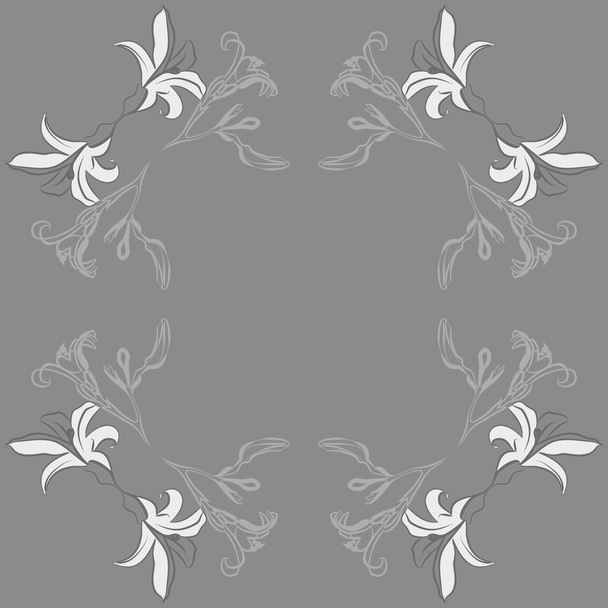 Seamless pattern of abstract flowers frame - Vektör, Görsel