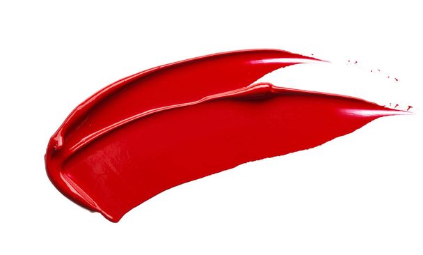 Red lipstick or acrylic paint isolated on white - Φωτογραφία, εικόνα