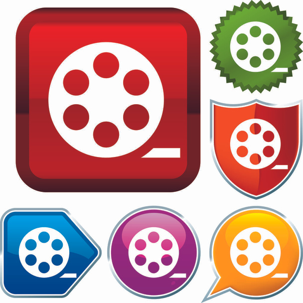 Set shiny icon series on buttons. Movie. - Vector, Image