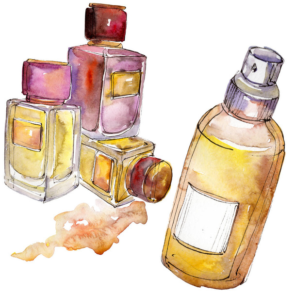 Cosmeticks products sketch glamour illustration. Watercolor background illustration set. Isolated cosmrticks element. - Valokuva, kuva