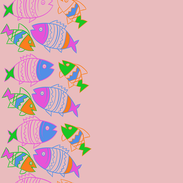 creative pattern with cute fishes on background - Vector, afbeelding