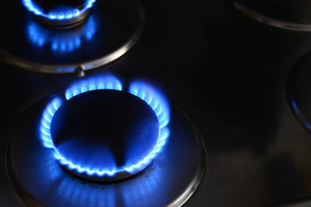 Fire lit in a gas burner - Photo, Image