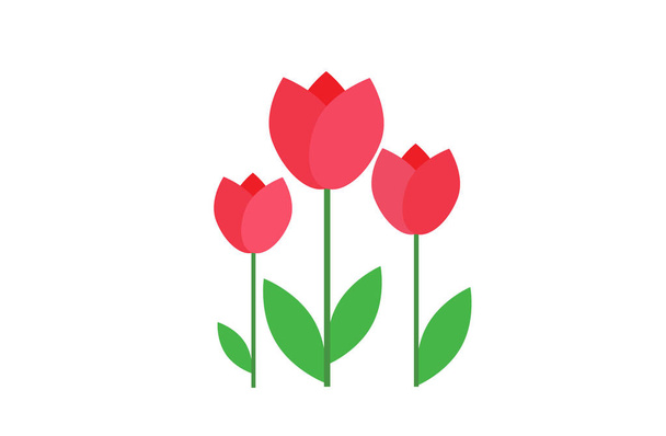 flat icon on white background tulip blooms . 8 March . Women's spring day. - Vector, afbeelding