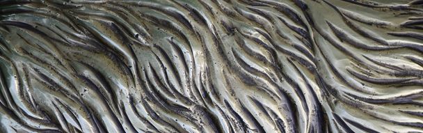 Details and decorative bas-relief ornament from metal of forged stamping iron gate as background texture - Photo, Image