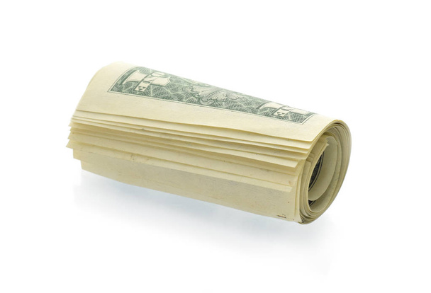 Δολάρια οι ΗΠΑ συναθροώθηκαν απομονωμένες σε λευκό - Φωτογραφία, εικόνα