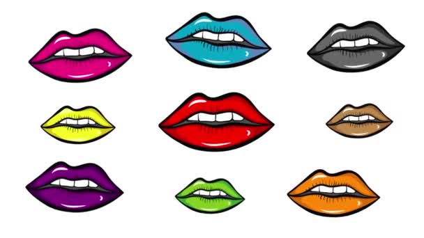 Lèvres colorées sur isolat blanc
 - Séquence, vidéo