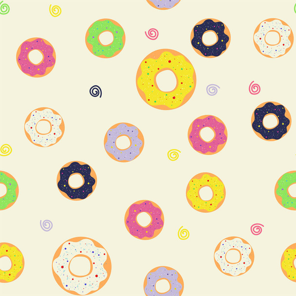 ドーナツとカラフルなパターン - ベクター画像