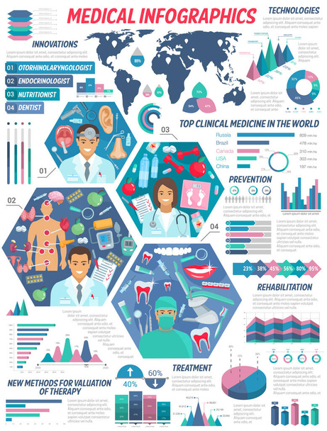 Healthcare clinic doctors, medical infographic - Vector, Image