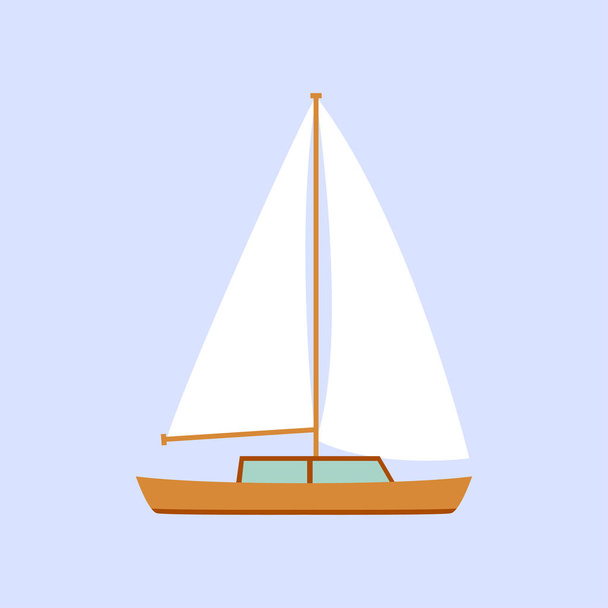 Яхта плоский стиль дизайна на синем фоне, векторная иллюстрация
 - Вектор,изображение
