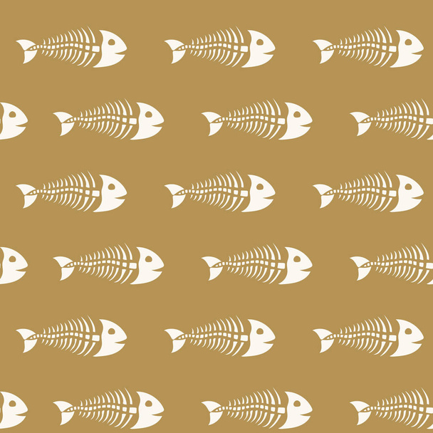 the pattern of fish skeletons drawn by hand - Διάνυσμα, εικόνα