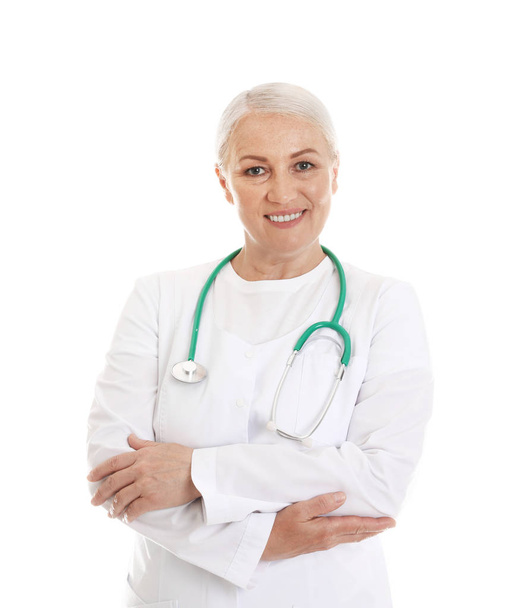 Portrait of female doctor isolated on white. Medical staff - Photo, image