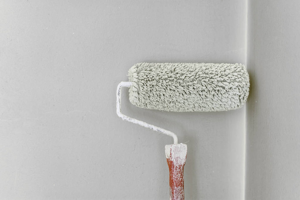 Painting wall with the roller. Color shade idea, concept, gray - Photo, image