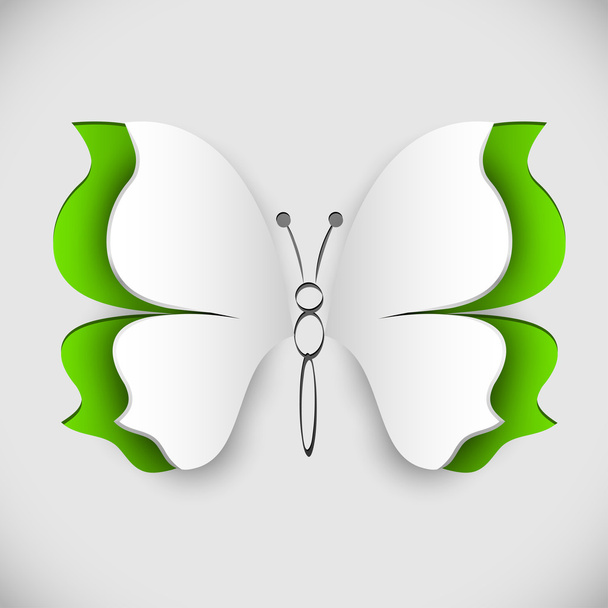 Paper butterfly with cut lifted wings - Vector, Imagen