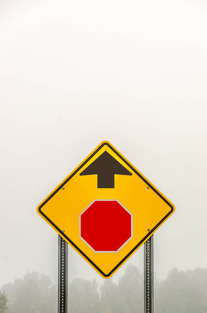 Symbols to Alert Drivers of a Stop Sign Ahead - Photo, Image