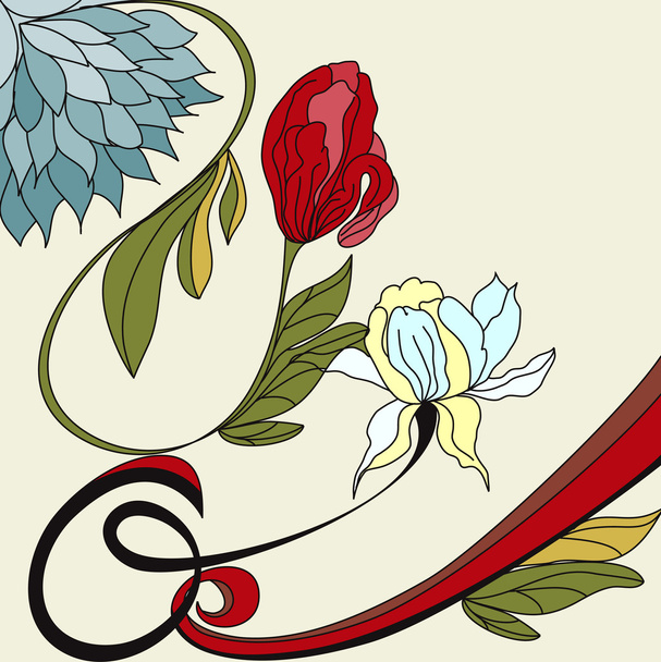 Background with vintage flowers - Vector, imagen
