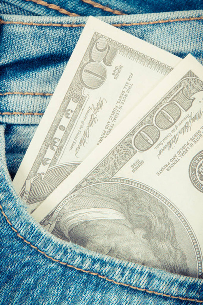 Money in pocket of jeans. Finance and banking - Foto, Imagen