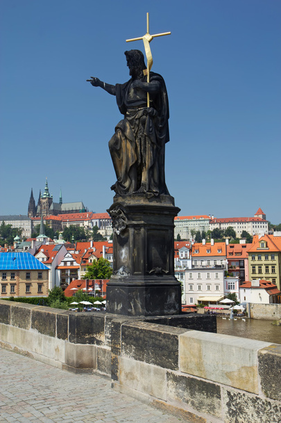 Statue on famous Charles Bridge (Prague) - Fotó, kép