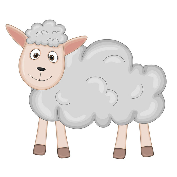 fluffy sheep of gray color . cartoon animals - Вектор, зображення