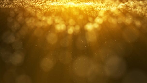 Glow golden dust particale glitter sparks falling down, abstract - Φωτογραφία, εικόνα
