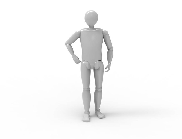3D-rendering van een dummy staande poseren is White studio achtergrond - Foto, afbeelding