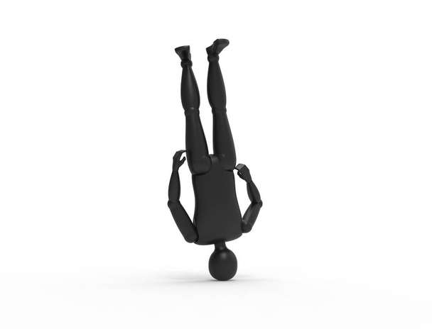 3D απόδοση μιας ανθρώπινης κούκλας ανάποδα απομονωμένη σε λευκό φόντο στούντιο - Φωτογραφία, εικόνα