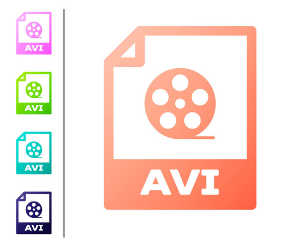 Coral AVI file document icon. Download avi button icon isolated on white background. AVI file symbol. Set color icons. Vector Illustration - Vektori, kuva