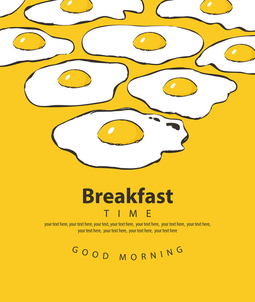 Vector banner for breakfast time with fried eggs - Vector, Imagen