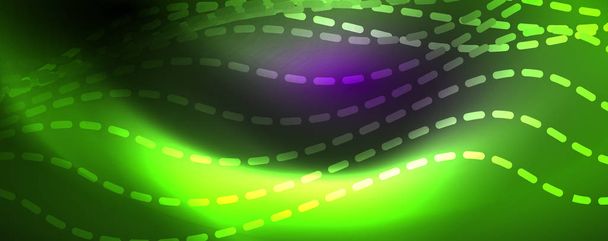 Neon-Vektorwellenlinien abstrakter Hintergrund, futuristisches Techno-Design - Vektor, Bild