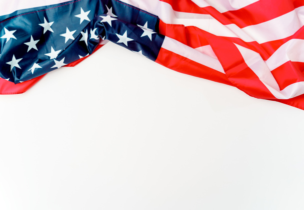 Tähti raidallinen lippu USA valkoisella taustalla tyhjä tila tekstiä
 - Valokuva, kuva