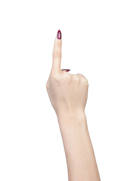 Vrouwelijke hand vinger nummer geïsoleerd - Foto, afbeelding