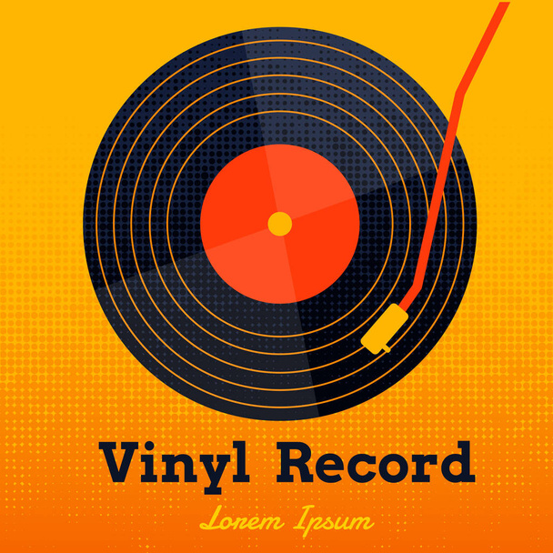vinyl record music vector with yellow background graphic - Vector, Image