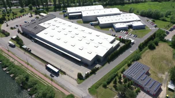 Aerial Shot of Modern Industrial Warehouse - Footage, Video