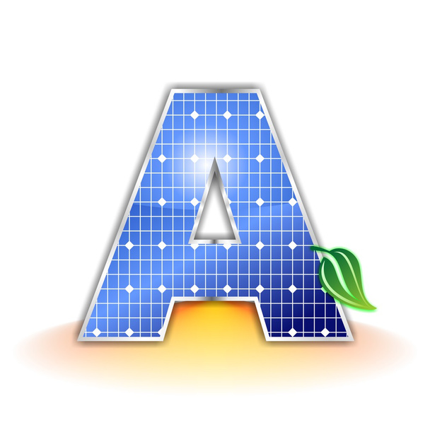 zonnepanelen textuur, alfabet capital letter een pictogram of symbool - Foto, afbeelding