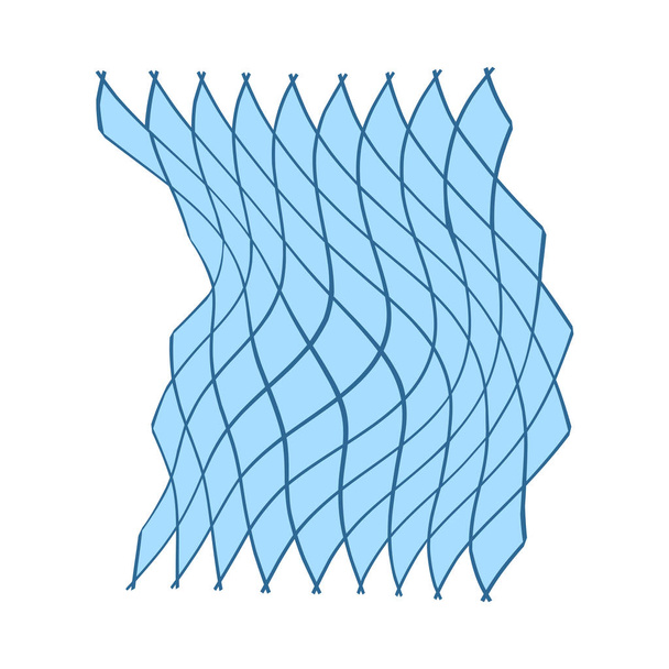 Blue Fishing Net Pattern Icon Isolated on Grey Background. Fishing
