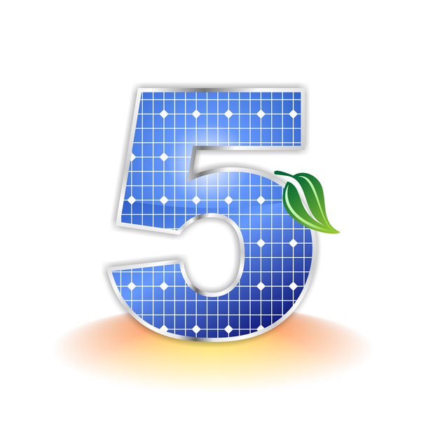 Textura de paneles solares, alfabeto número 5 icono o símbolo
 - Foto, imagen
