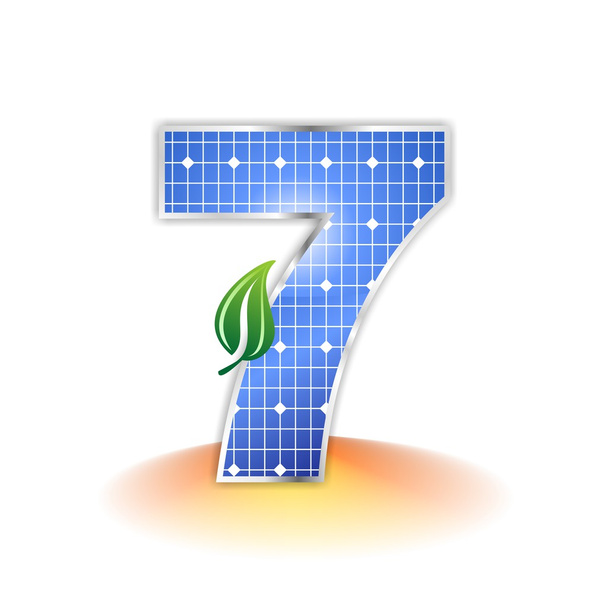 Solar panels texture, alphabet number 7 icon or symbol - Photo, Image