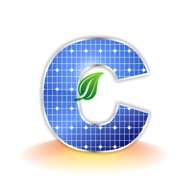 太陽電池パネルのテクスチャ、アルファベット大文字の c のアイコンまたはシンボル - 写真・画像